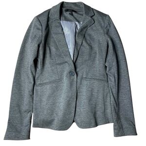Forever 21 Heather Grey Knit Blazer - Single Button & Pinstripe Lining Mall